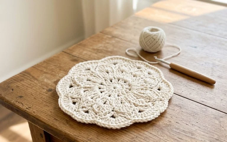 Easy Round Floral Hot Pad Free Crochet Pattern Step-by-Step