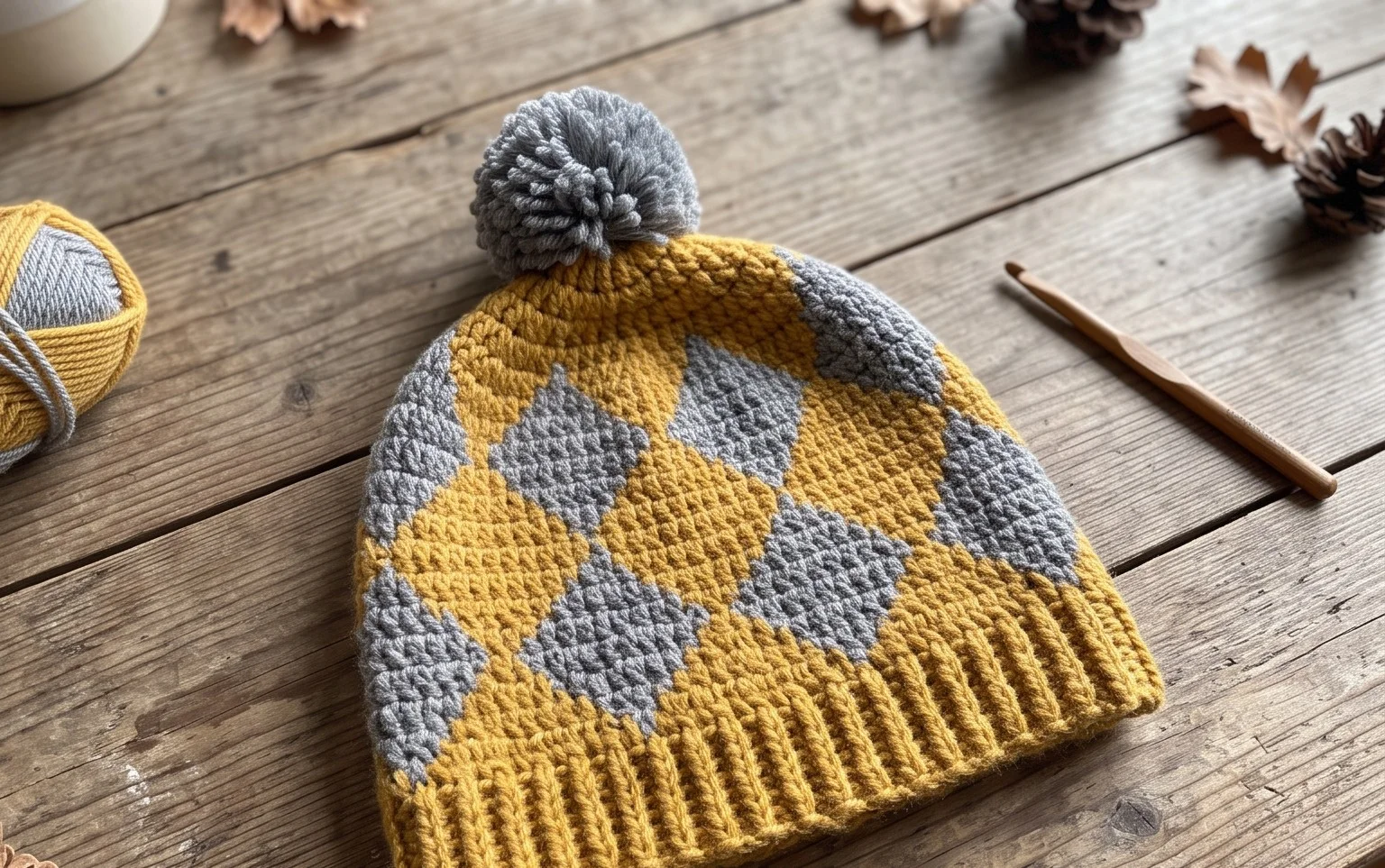 Easy Argyle Beanie Free Crochet Pattern Step-by-Step