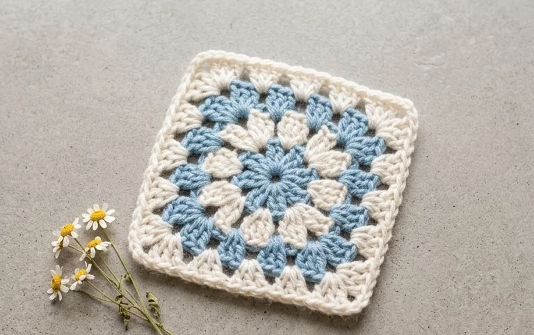 Free Crochet Snowflake Granny Square Pattern for Beginners
