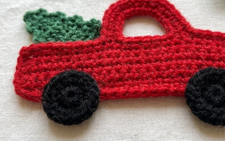 Crochet Red Truck Ornament - Free Pattern - Maria's Blue Crayon