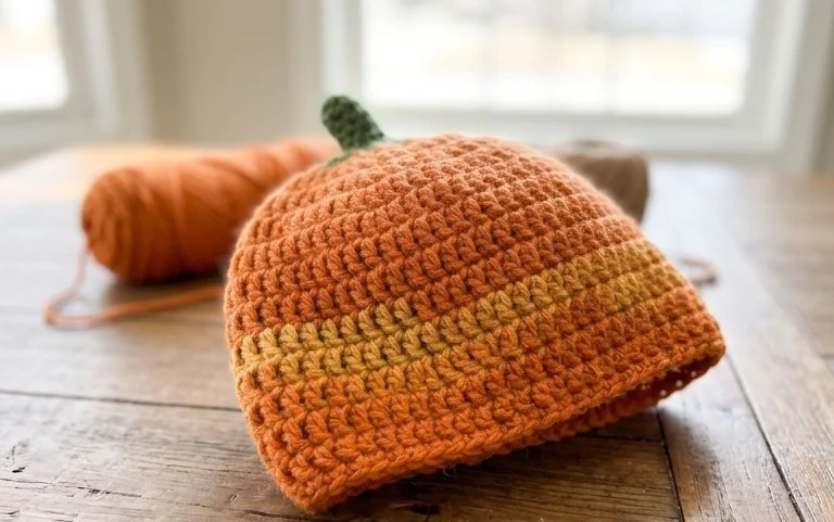 Easy Pumpkins in a Row Crochet Hat: Free Pattern