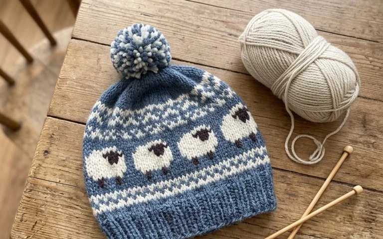 Fair Isle Sheep Hat: Free Knitting Pattern for Beginners